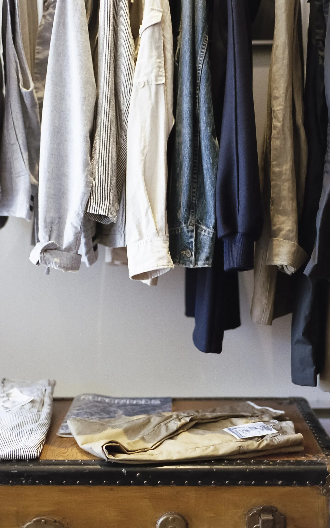 Shirts and jackets on hangers