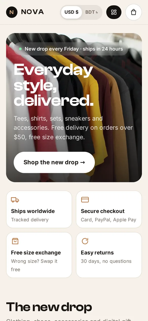 A fashion store on a phone